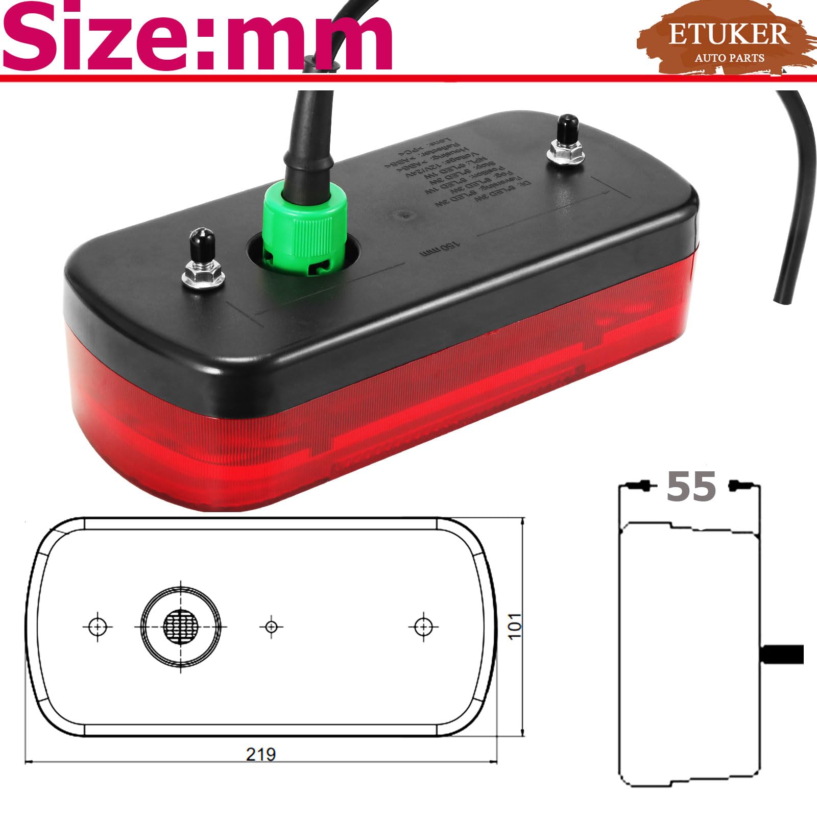 Kit Fanali Posteriori Rimorchio LED 12/24v 7Funzione Fendinebbia Posteriore/Luce Retromarcia/Luci Targa