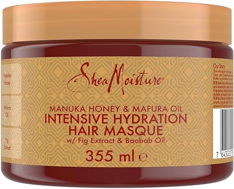 SheaMoisture Miele di manuka e olio di mafura Intensive Hydration Hair Masque | Per Capelli Ricci, Crespi e Danneggiati, Morbidi e Rigenerati, Idratazione Intensa, Con Miele di Manuka, Mafura e Karité