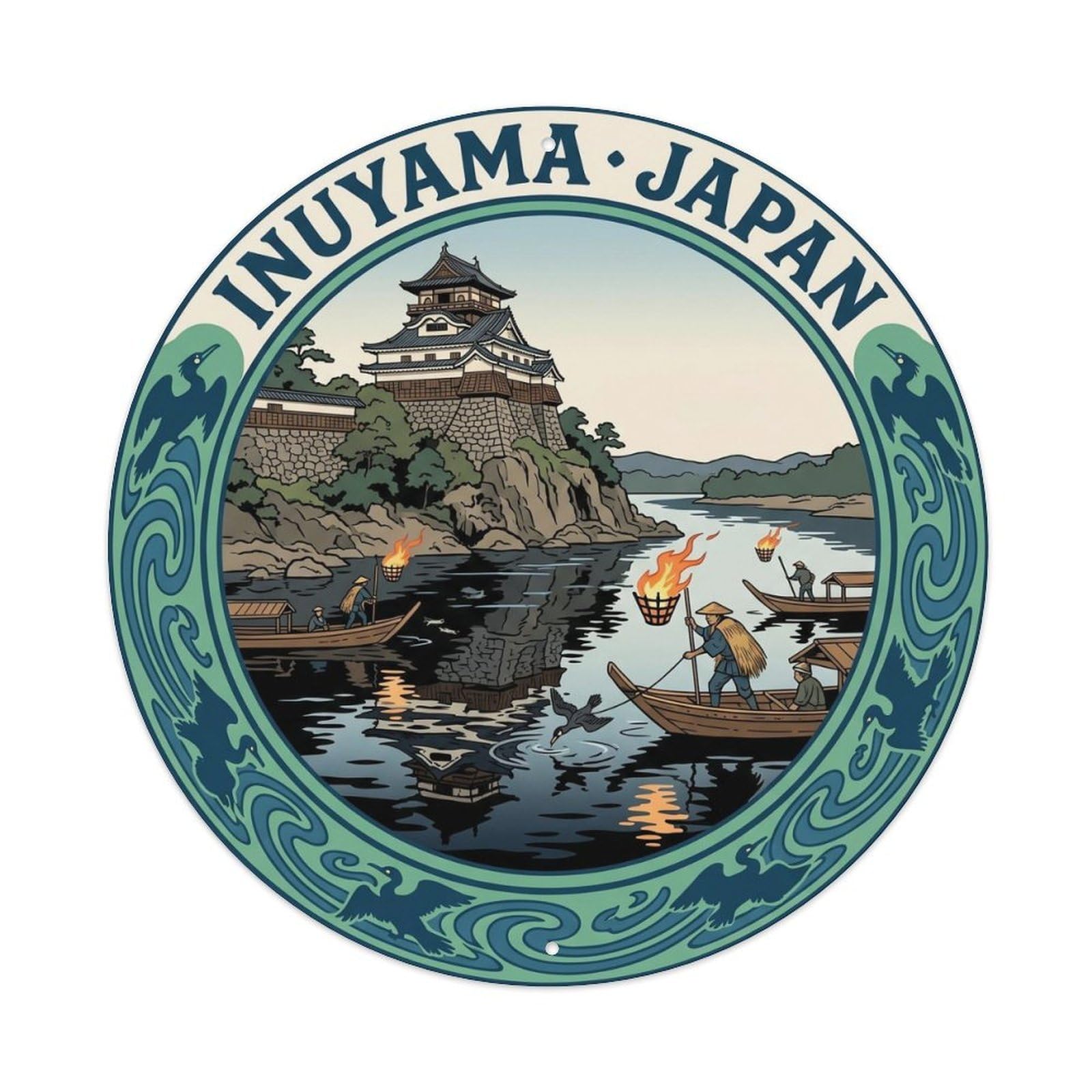 Inuyama Castle River Japan Travel Shrine Journey City Metal Tin Sign