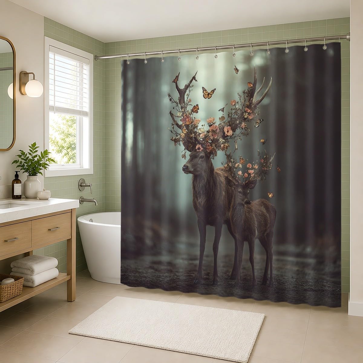 Tenda Doccia 240x200 cm Animale Antimuffa e Impermeabile Poliestere