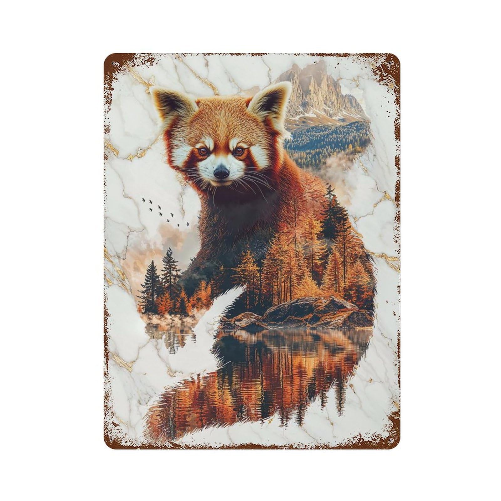 Spirit of The Amber Forest 15.7"x11.8" Aged Metal Wall Plaque, Retro Wall Decor for Farmhouse, Kitchen And Entryway Decor