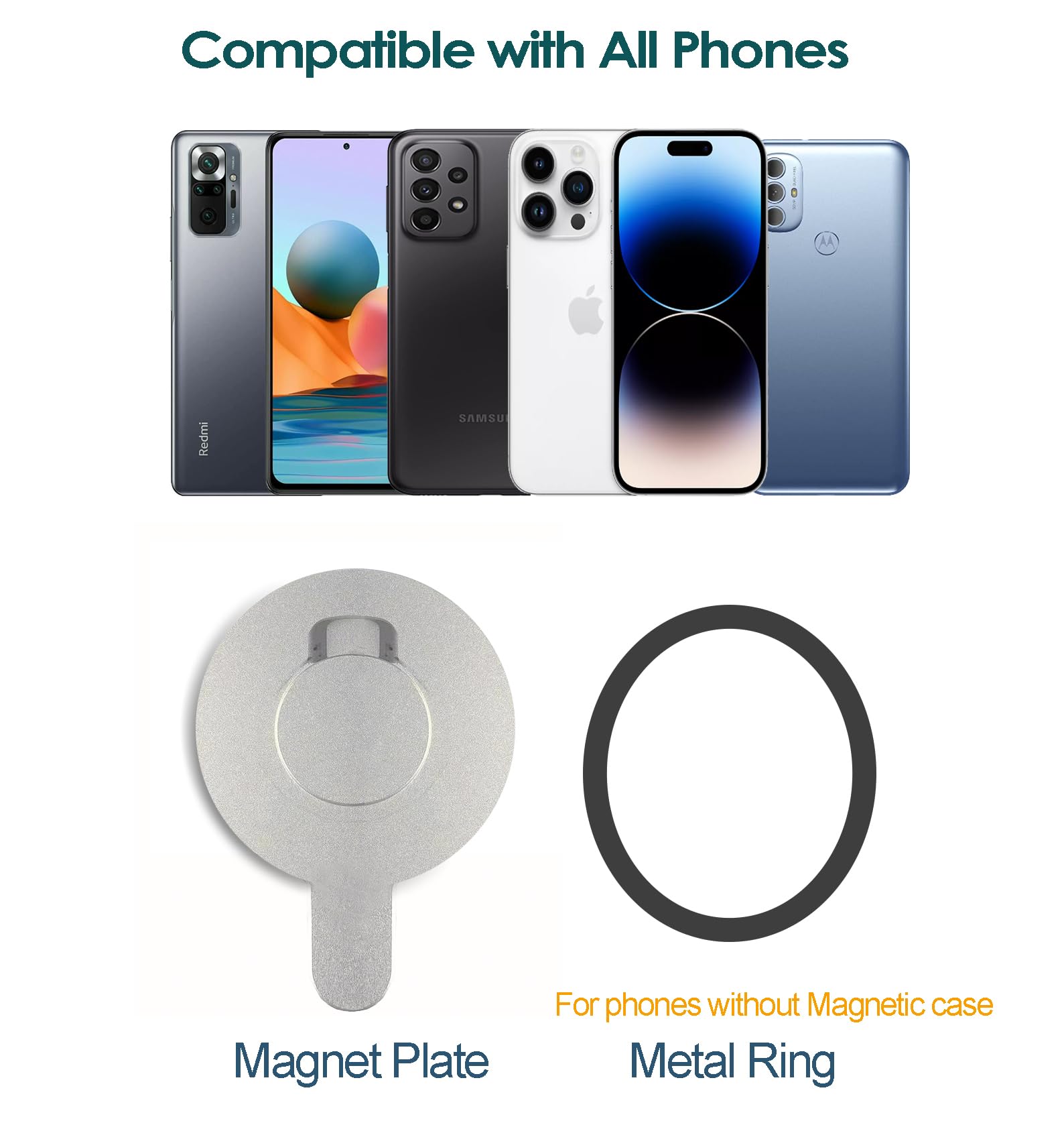 Adapter magnetyczny do telefonu komórkowego Insta360 Flow stabilizator Gimbal - płyta Magenet z metalowym pierścieniem kompatybilna z iPhone, Samsung, Goolgle, Nokia