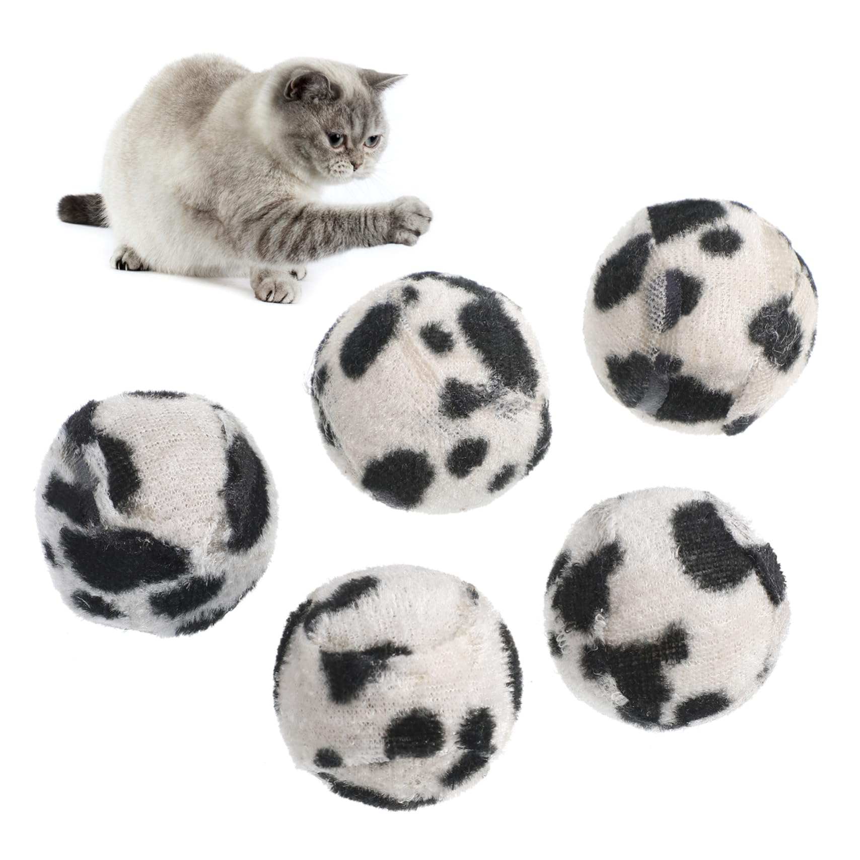 VILLCASE 5pcs Leopard Tennis Balls for Cats Fun Pet Playthings to Strengthen Bond and Stimulate Natural Instincts for Indoor Play Reduces Scratching Furniture Random Color
