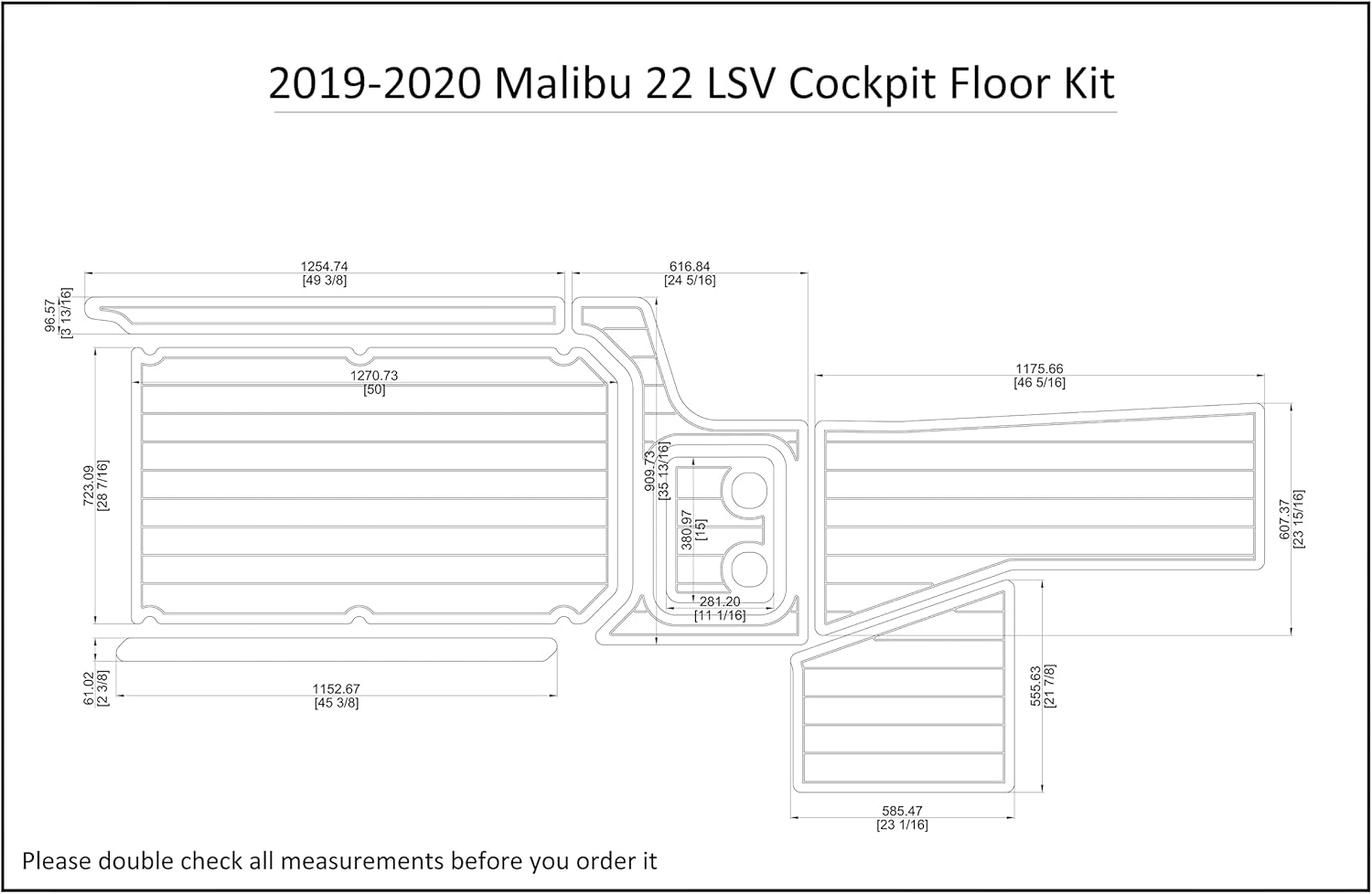 Boat EVA Faux Teak Decking Floor Compatible with 2019-2020 Malibu 22 LSV Cockpit Floor Kit