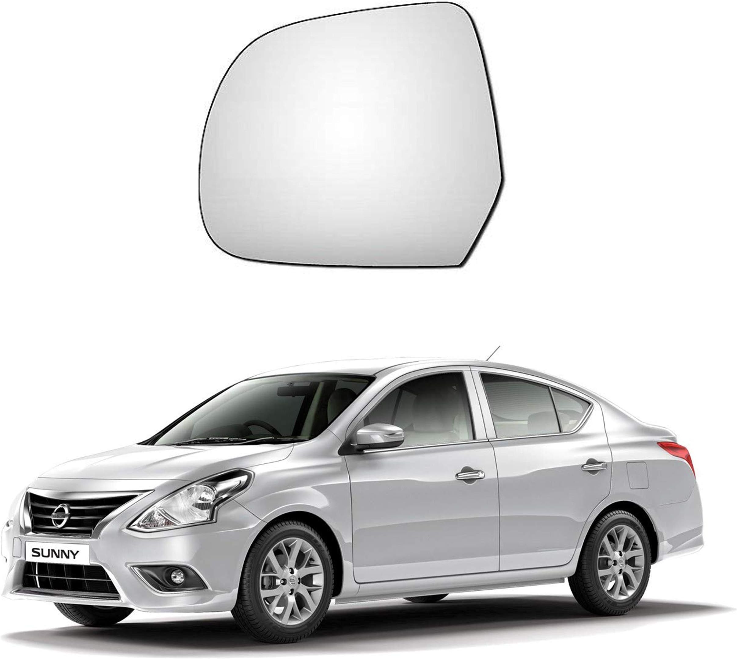 CARIZO® Rear View Mirror Glass (Left/Passenger Side) Compatible with Nissan Sunny (2011-2018)