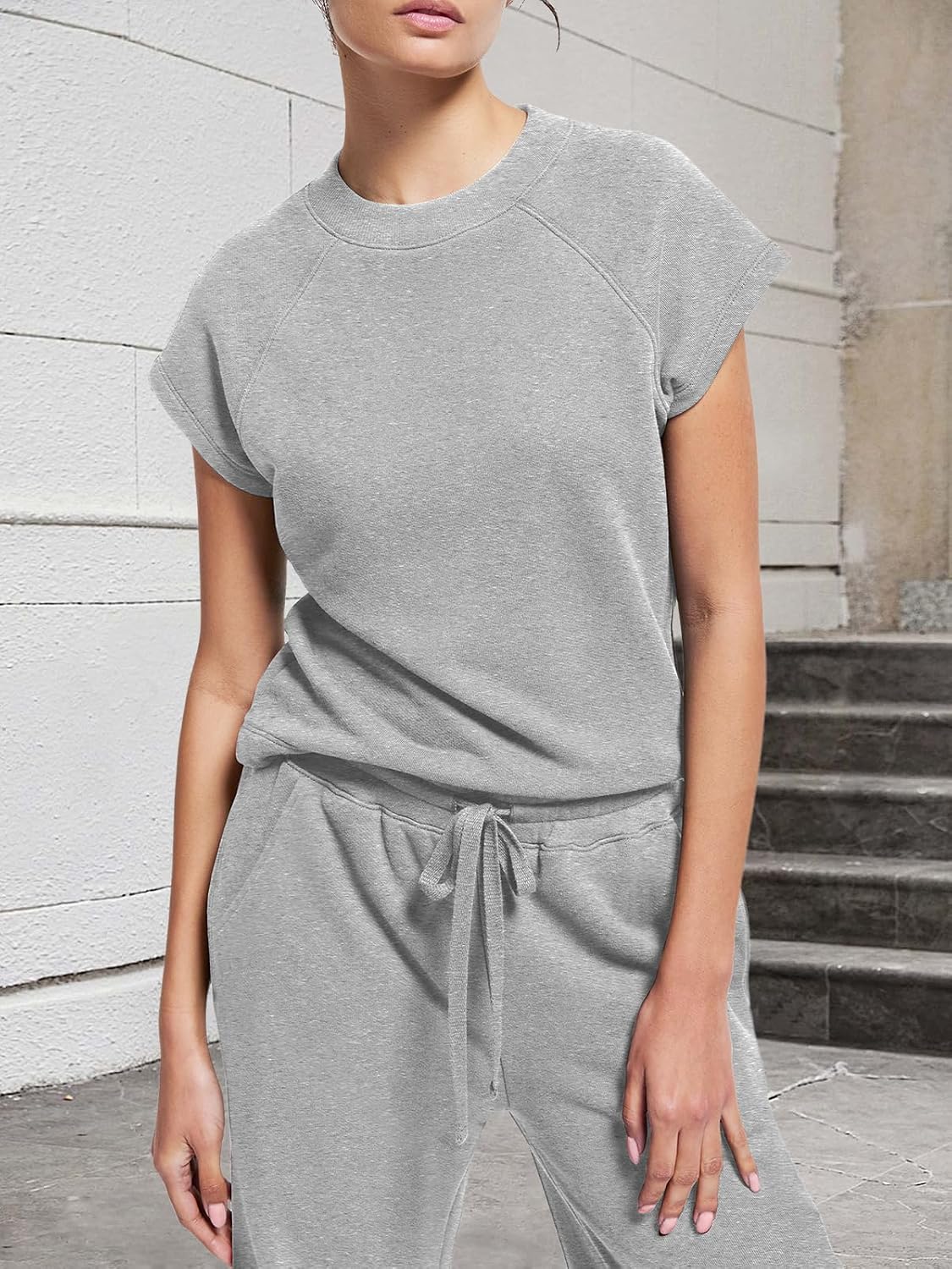 COCOMARTS Two Piece Sets for Women Summer Lounge Sets Short Sleeve Wide Leg Casual Beach Vacation Outfits Sweatsuit Tracksuit