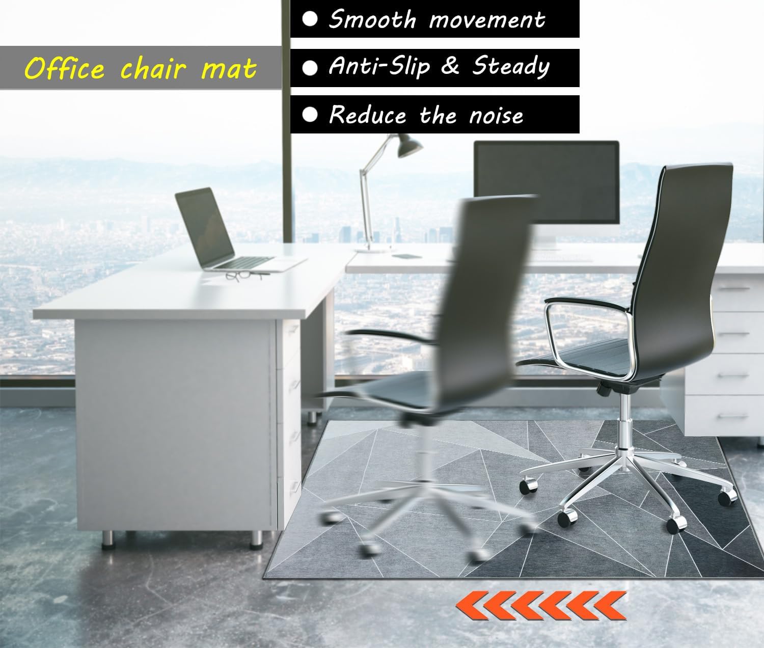 Office Chair Mat for Hardwood Floor,36"*48" Floor Mat for Office Chair,Rolling Desk Chair Mat - Anti-Slip Chair Mat for Laminate/Tile Floor Low-Pile Carpet Protector Black Grey