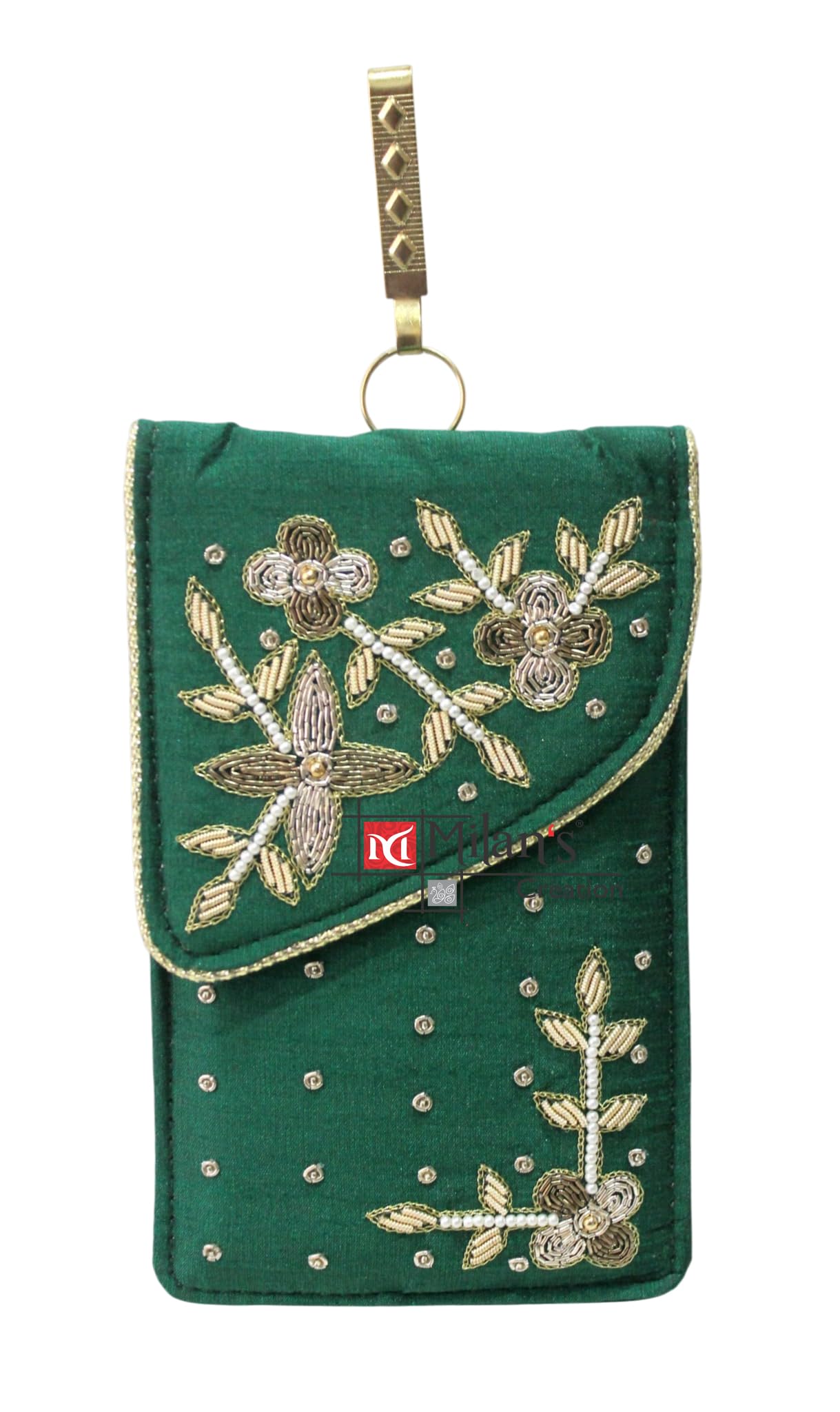 Exclusive Mobile Pouch Zardozi Hand Embroidery With Waist Clip Hook & Sling Chain (removable) | Ladies Women’s Handbag Wallet Sling Purse | Party Wedding Festival Giveaways Gift |-image-17