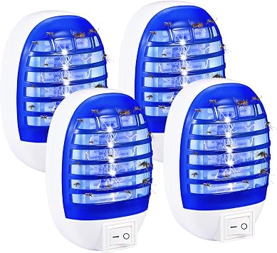 Indoor Bug Zapper Plug in Powerful UV Fly Zapper Indoor & Mosquito Zapper Indoor Home - Safe, Odorless Flying Insect Trap for Bedroom, Kitchen, Office & Baby Room,4 Pack
