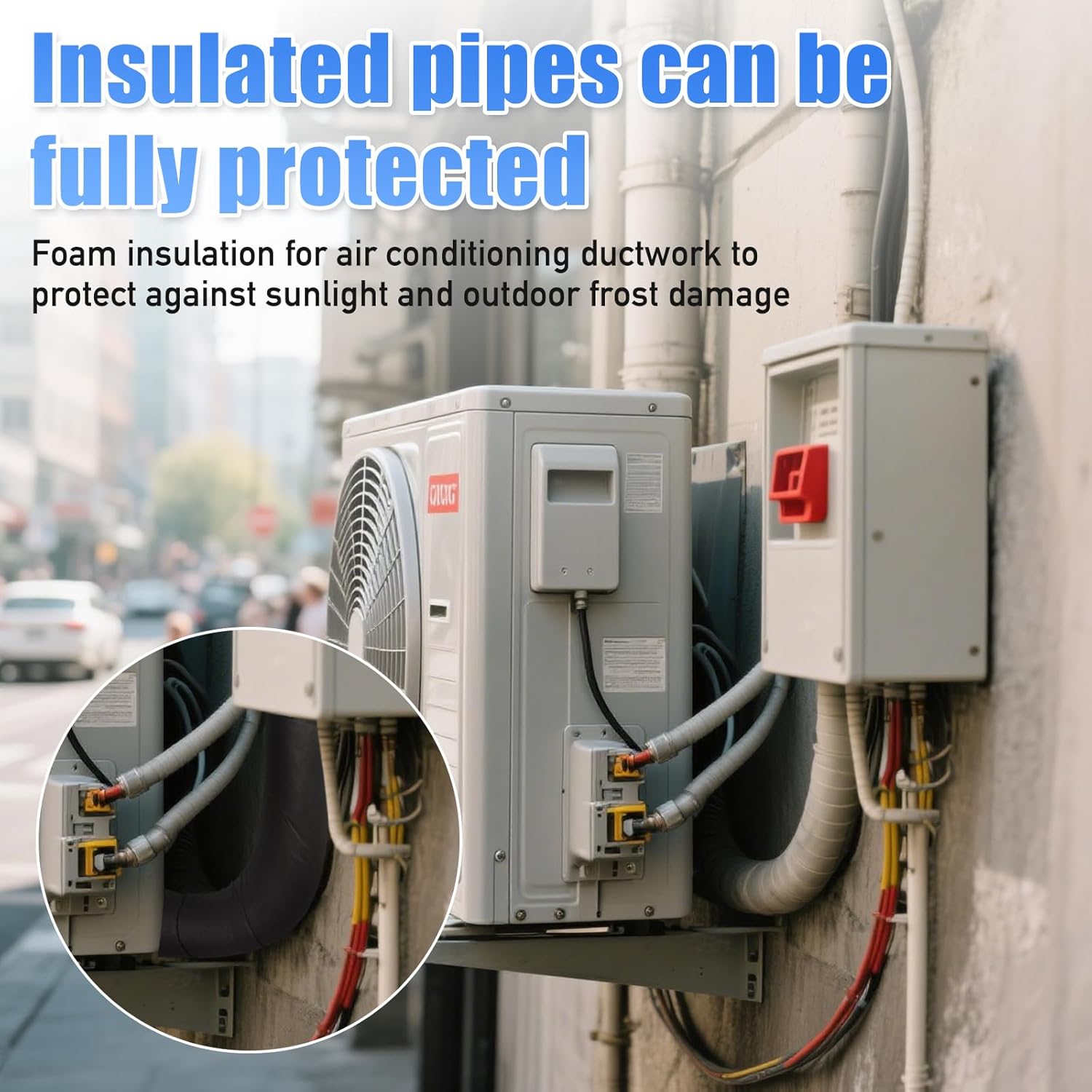 3 Layers HVAC Copper Pipe Insulation Cover 70.9x10.2 Inch AC Hose Insulation Sleeves for Central Air 600D Oxford Flexible Copper Lines Insulation Wrap for Central Air Conditioning Mini Splits