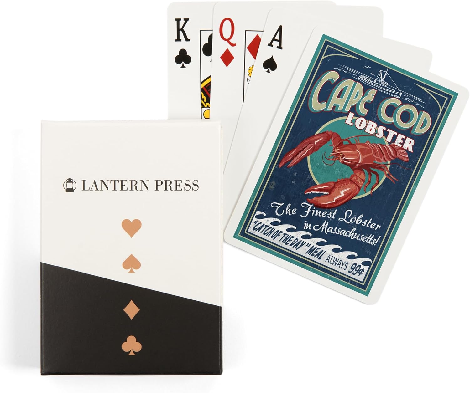 Lantern Press Cape Cod, Massachusetts, Lobster Vintage Sign, 52 Playing Cards for Adults, Poker Size Card Deck