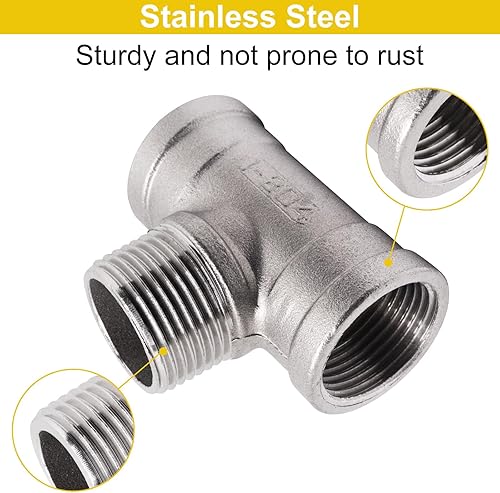Miniatura 24 de 2 Uds 304 accesorios de tubería de acero inoxidable 1/2 "x 1/2" × 1/2 "NPT Macho Casting Tee Fitting 3 Way T Pipe Manguera para agua, aceite, aire