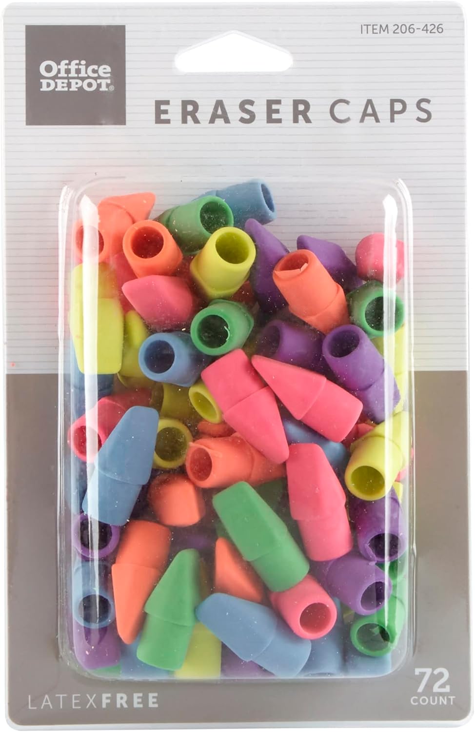 Office Depot Eraser Caps, Assorted Colors, Pack of 72