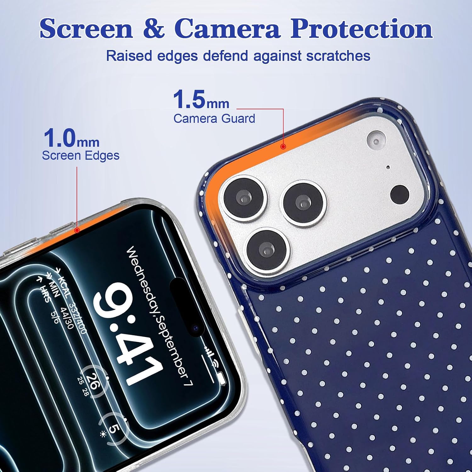 EYZUTAK Magnetic for iPhone 18 Pro/17 Pro Case, Cute Polka Dots, Navy Blue image 5