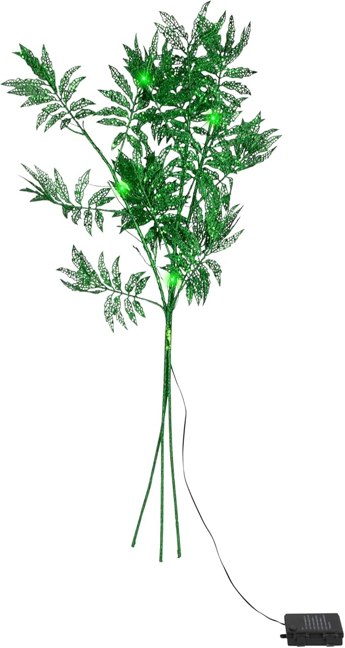 Bethlehem Lights Bethlehem Lights Lit Gold Leaf Sprig - Green photo 2