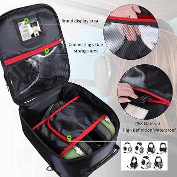 Pilot Headset Bag Aviation Headset Pilot Bag Durable Aviation Flight Carrying Case with Multiple Pockets for Aircraft Headset, Pilot Kneeboard and Other Accessories