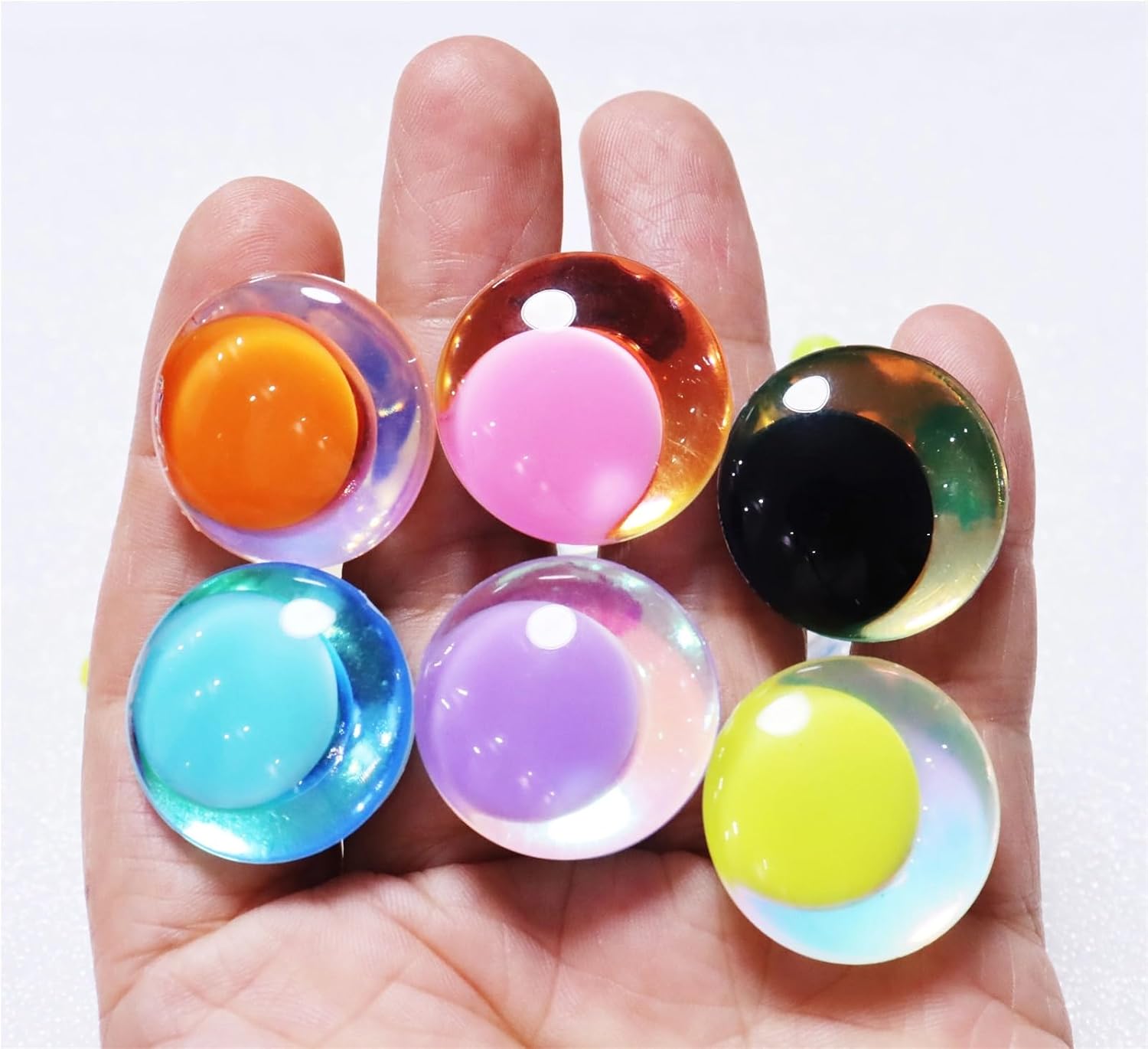 20pcs Colorful 3D Glitter Eyes for Dolls with Hard Washer 25mm 30mm