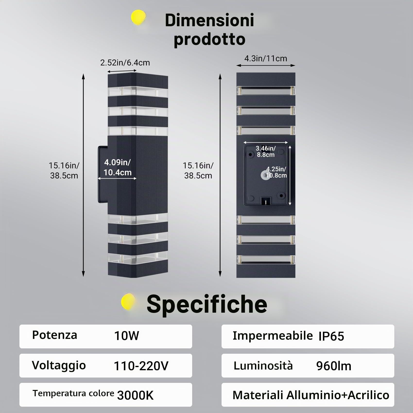 Klighten LED Lampada da esterno, Applique da esterno GU10 Up Down 3000K bianco caldo | IP65 Applique per interni/esterni, balcone, giardino, garage e corridoio|Antracite