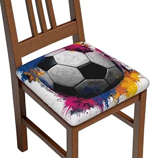 Soccer Ball with Paint Splatter Chair Seat Covers Set of 2 Cushion Slipcovers for Kitchen Restaurant Office