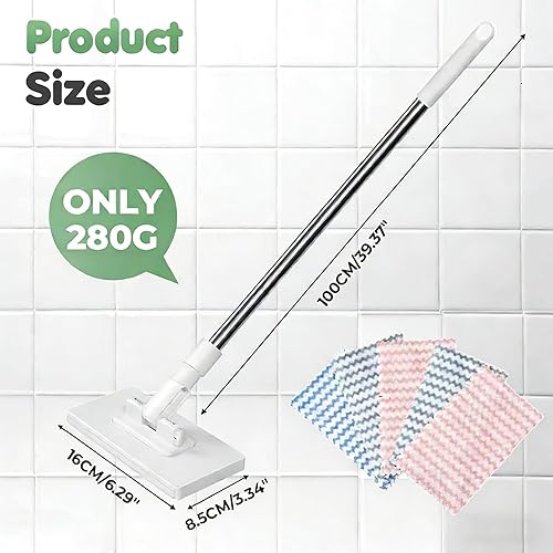 Miniatura 2 de Mini trapeador de agarre a presión, 2026 mejorado con agarre a presión cero táctil, mini mopa giratoria de 360 grados con mango automático manos