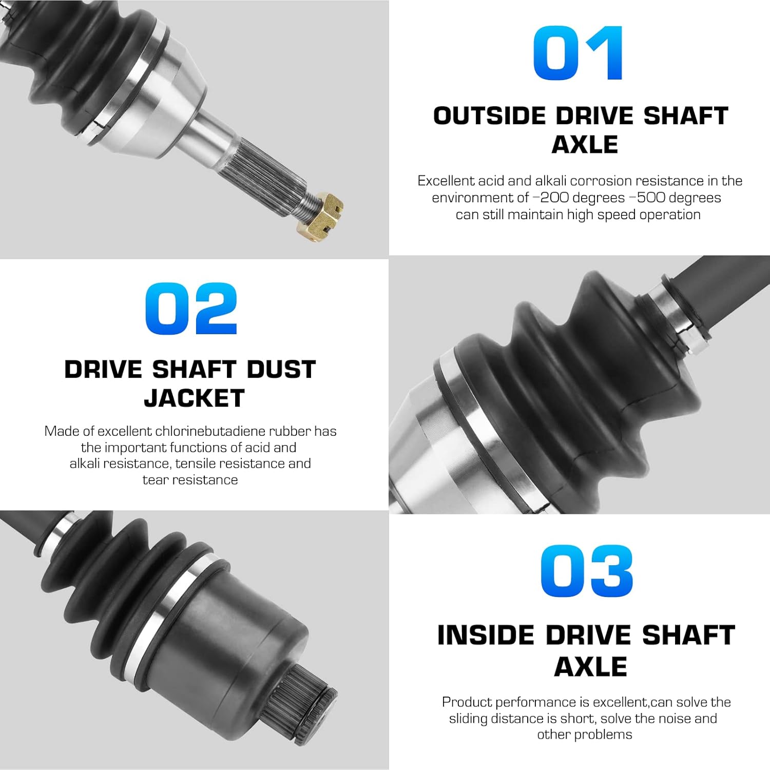 Rear Left/Right CV Axle Set for 2003-2005 Polaris Sportsman 400 500HO 600 700, for 2004-2005 Sportsman 700 EFI, for 2005 Sportsman 800 EFI MV7, Replace for1380240 1380197, 2 Rear Axle
