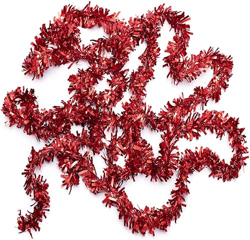 Miniatura 4 de Anderson's Guirnalda iridiscente con brillantina, color rojo, 4 pulgadas de ancho x 25 pies de largo, decoraciones flotantes para remolque o carrito