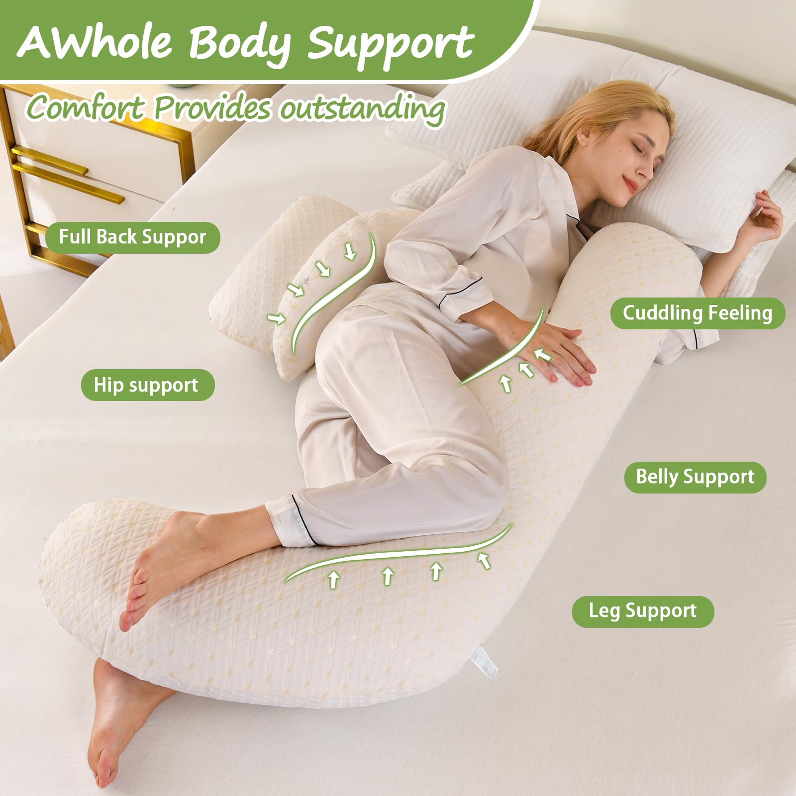GKXLH Pregnancy Pillow, Pregnancy Pillows for Sleeping Support for Back Hips, Legs - Image 4