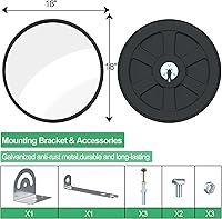Vista 3 de RELIANCER Espejo de seguridad convexo de 18" Espejo de seguridad curvado Espejo de tráfico ajustable Espejo de esquina de seguridad Espejo de punto