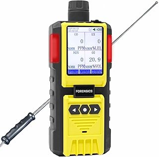 4 Gas Monitor by Forensics | Built-in Pump Multi Gas Meter | O2, CO, H2S, LEL | Color Display & Graphing | USA NIST Calibration | Computer Data Logging |