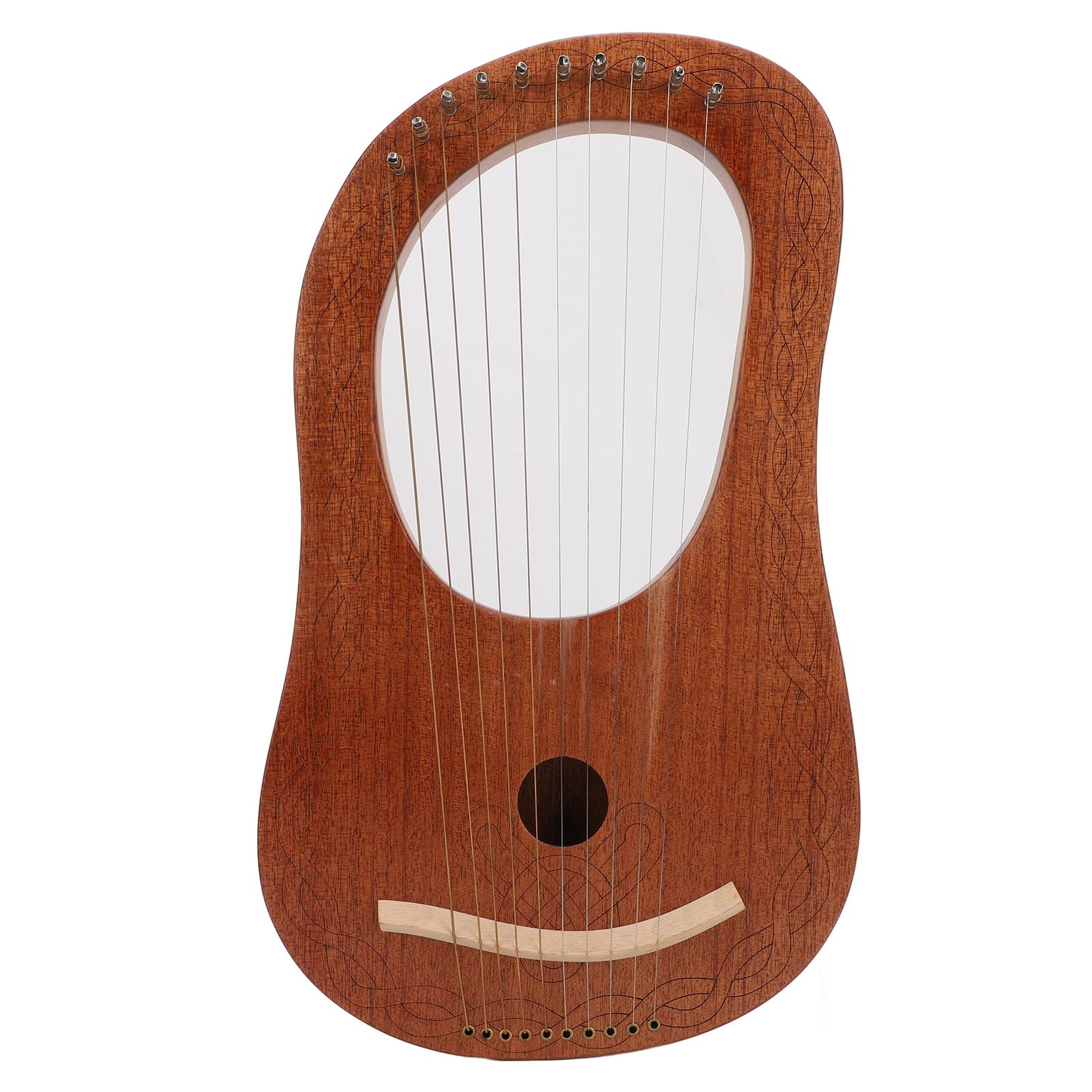 10 Saiten Okoume Lyra Harp, Anfänger Mini Harfe mit Stimmschlüssel C-Dur-Tonleiter für Kinder Anfänger