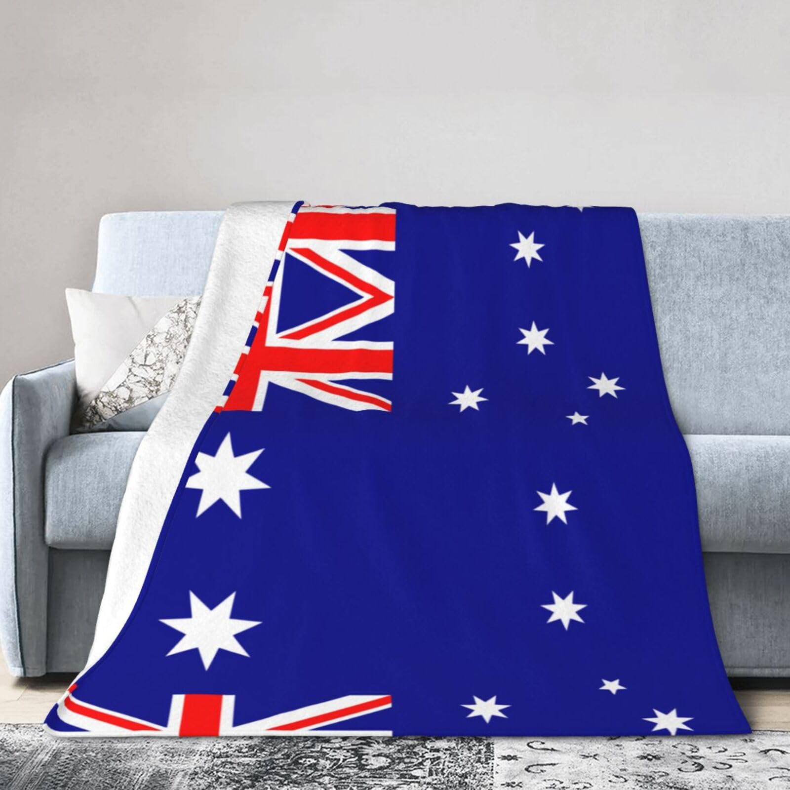 Australian Flag 80"x60" Fleece Blanket, Full Size, Super Soft, Suitable for Bed, Sofa, Camping, All Seasons