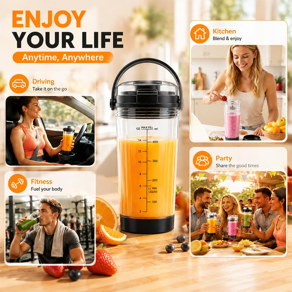 Kubek blendera do ninja serii BC100/BC151, HOVCEH 530 ml Trzepaczka z ustnikiem do picia i Jermetyczną pokrywką do blendera ninja, kubek mikserów zamiennych do ninja blender