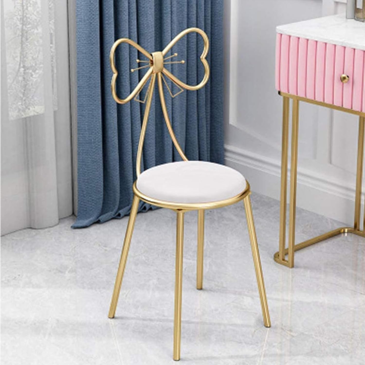 ピンクベルベットハイバックレストメイクアップスツール - ベッドルームやドレッシングルームのためのスタイリッシュで快適な虚栄心椅子