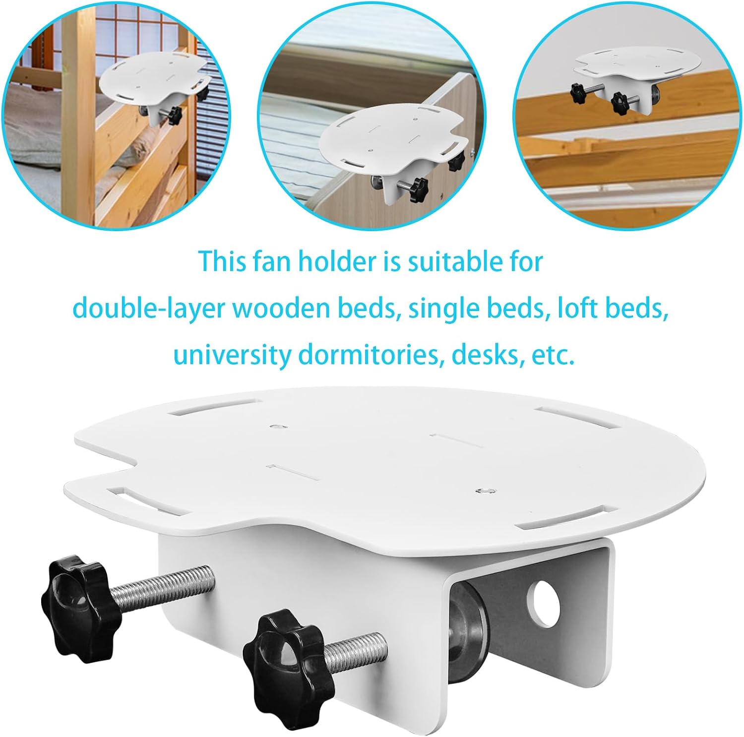 Fan Holder for Dorm Bed, Bed Fan Holder, Universal Fan Bracket Fit Bunk & Lofted Bed, College Dorm Essentials