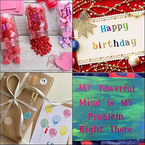 Miniatura 4 de 10 hojas de calcomanías de letras con purpurina colorida autoadhesiva, material de poliuretano brillante, calcomanías de letras para bricolaje,