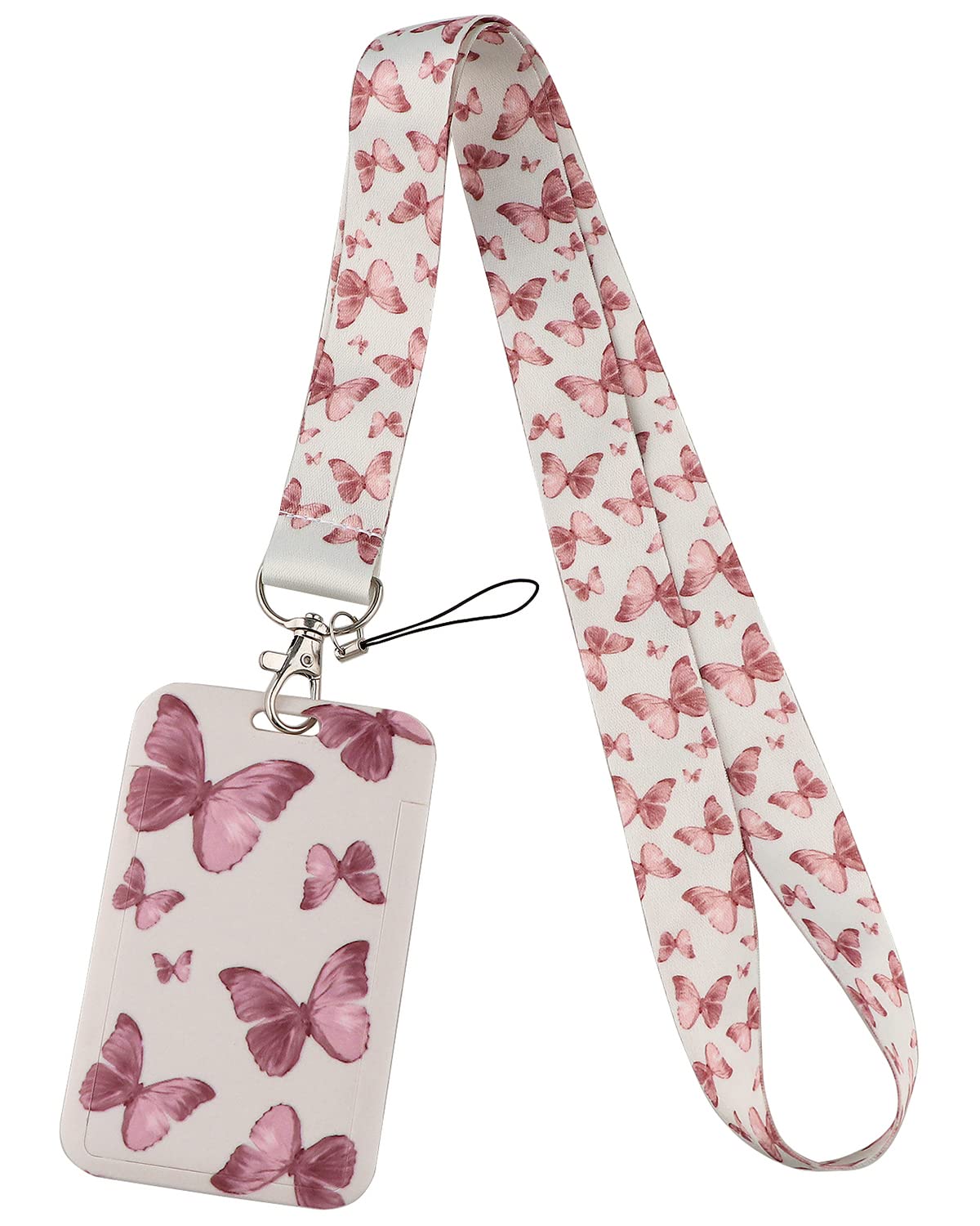 DMLSKY Butterfly Lanyard with ID Badge Holder, Waterproof Hard Card Protector School Office Accessories for Teacher Student