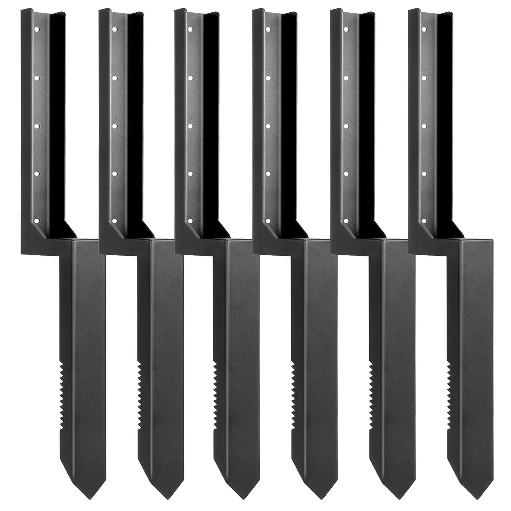 GOUZIBHD Fence Post Repair Kit, Fence Post Anchor Ground Spike Fence Post Repair Stakes Heavy Duty Metal Fence Post Anchor Stake No-Dig Ground Spike for Leaning Broken Wood Metal Posts(Color:6pack)