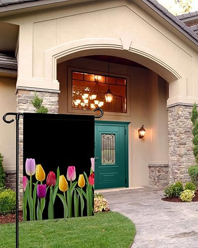 Miniatura 5 de Bandera de jardín negra de 28 x 40 pulgadas de doble cara para todas las estaciones banderas decorativas de bienvenida para decoración exterior