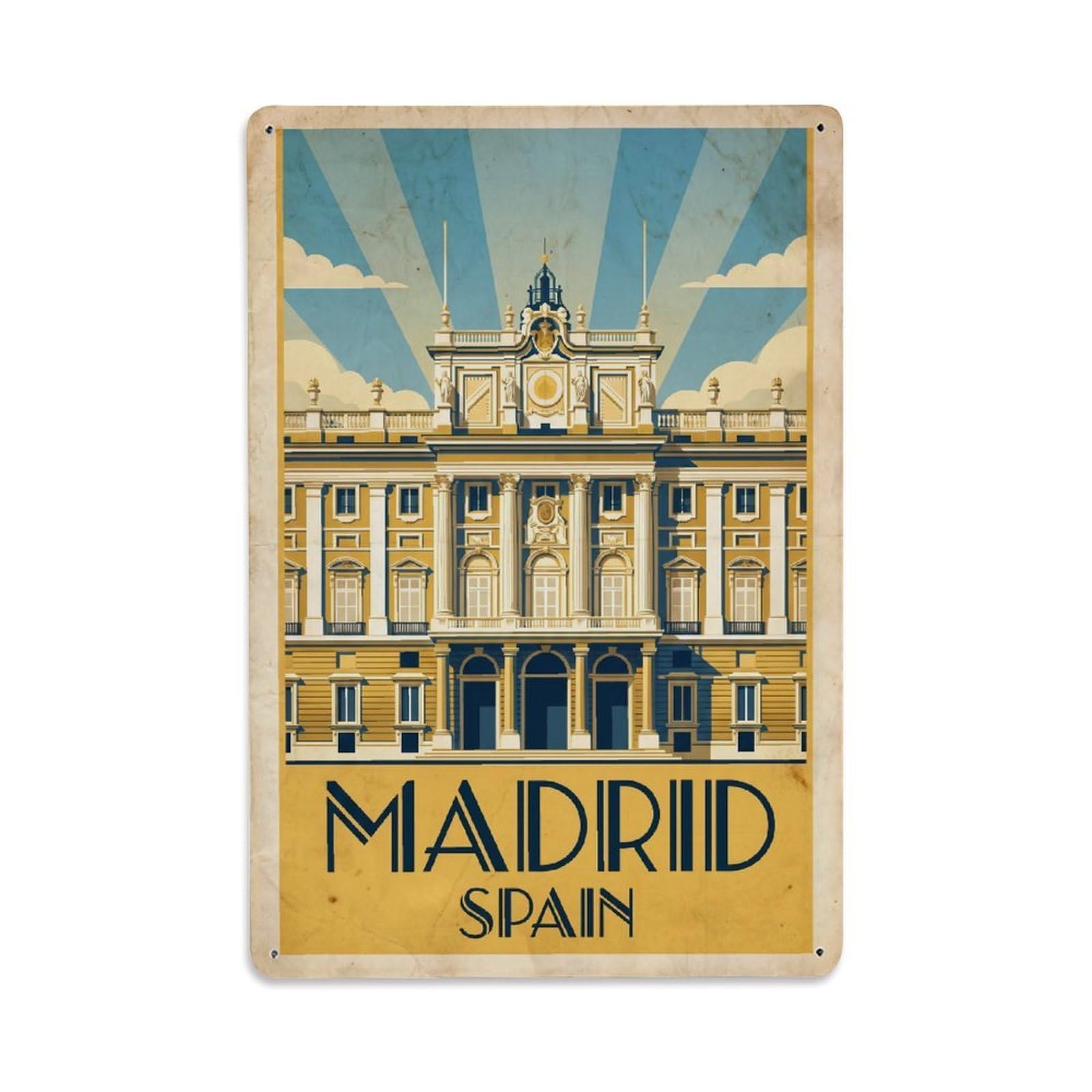 Vintage Travel Spain Madrid Metal Tin Sign