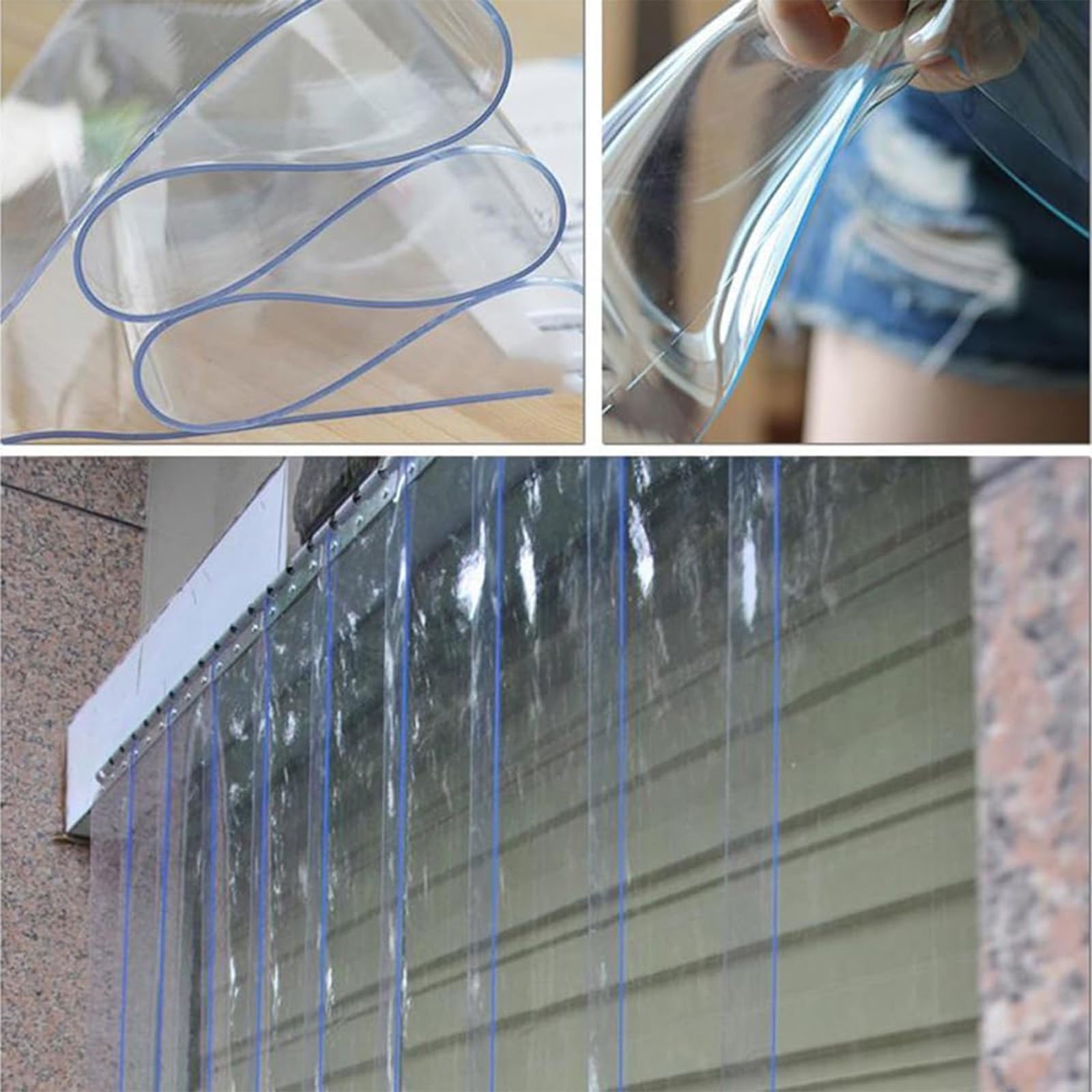 Rideau à Lanières en Plastique Transparent, Rideau à Lanières PVC, Isolant Porte Convient aux Entrepôts Usines Et Supermarchés Vinyle Robuste Épaisseur 1.3 mm (105x200cm)