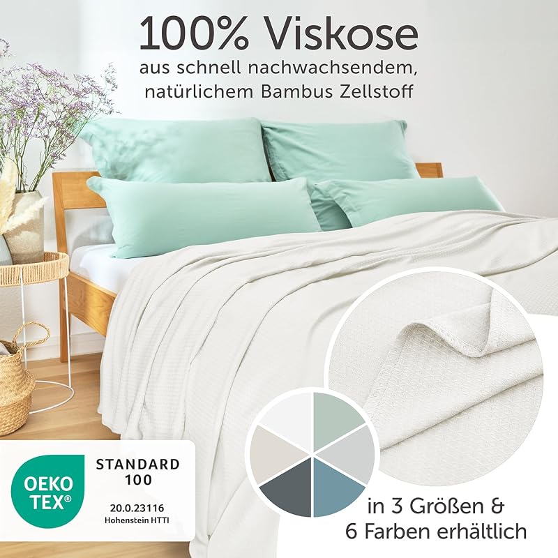 Blumtal Bambusz Hűsítő Takaró 150x200cm - Nyári Ágytakaró, Fehér - Bőrbarát, Könnyű, Légáteresztő - Oeko-Tex Tanúsított - Utazáshoz, Kanapér