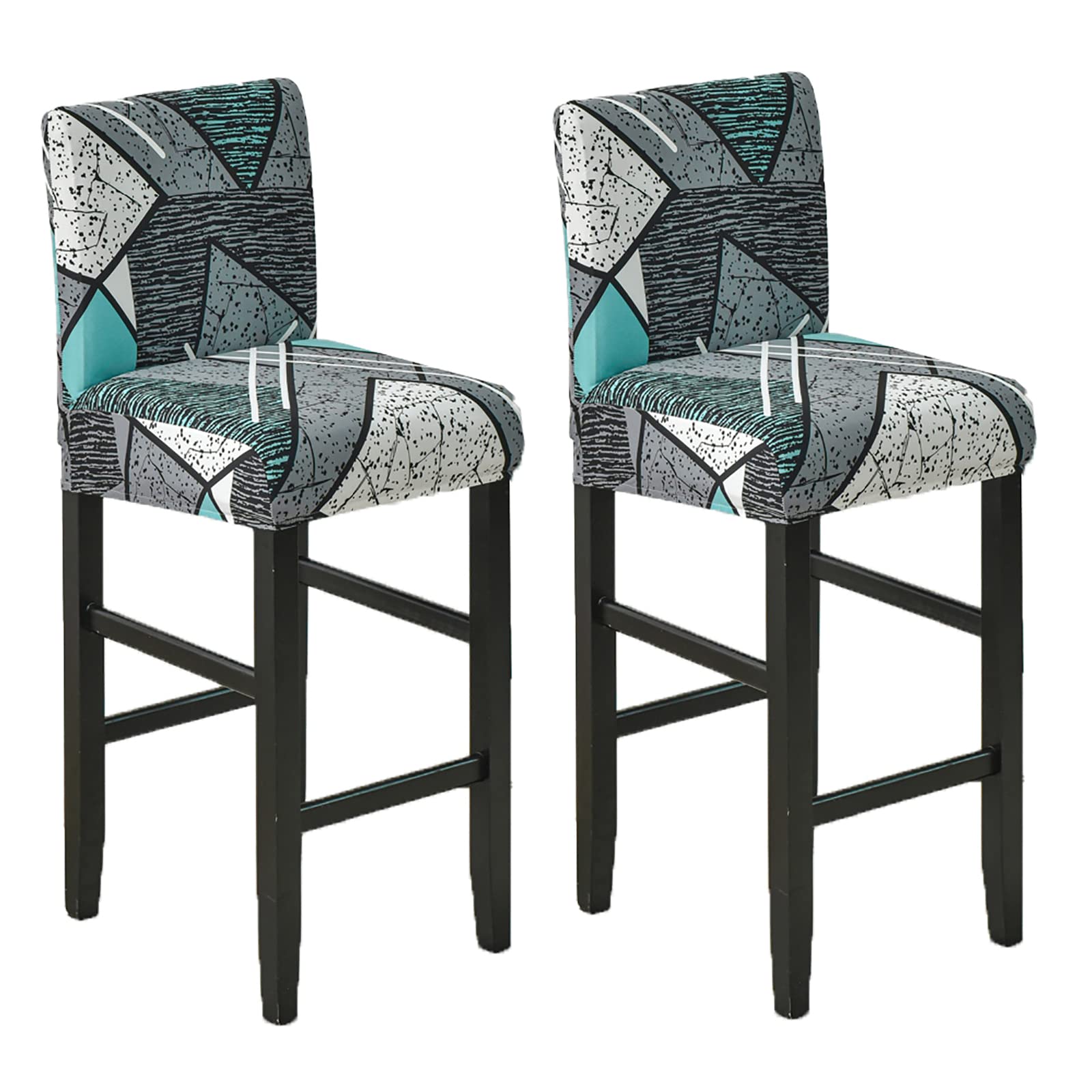 YOPOIY Stretch Bar Stool Cover 2 4 6 Pack Printed Bar Stool Chair Covers Washable Chair Covers Dustproof Stool Cushion Slipcover with Back Bar Stool Seat Covers for Dining Room Kitchen -7-2 pieces