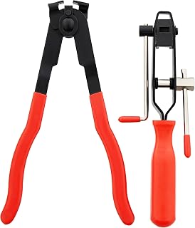 CV Joint Ear Clamp Banding Tool & Boot Crimp Pliers 2-Piece Kit 10mm Fuel, Cooling System, Vacuum Hose Clamping Set
