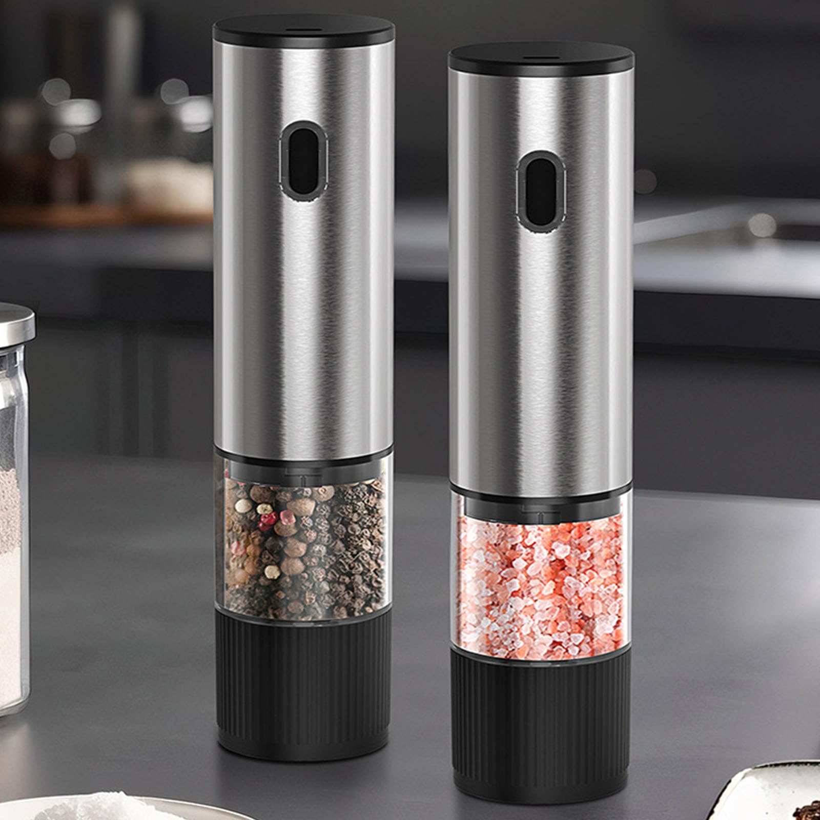 Moulin à poivre et sel réglable rechargeable pour la cuisine, la pâtisserie, le moulin à épices, utilisation en extérieur et intérieur, broyeur d'assaisonnement automatique, grossier réglable
