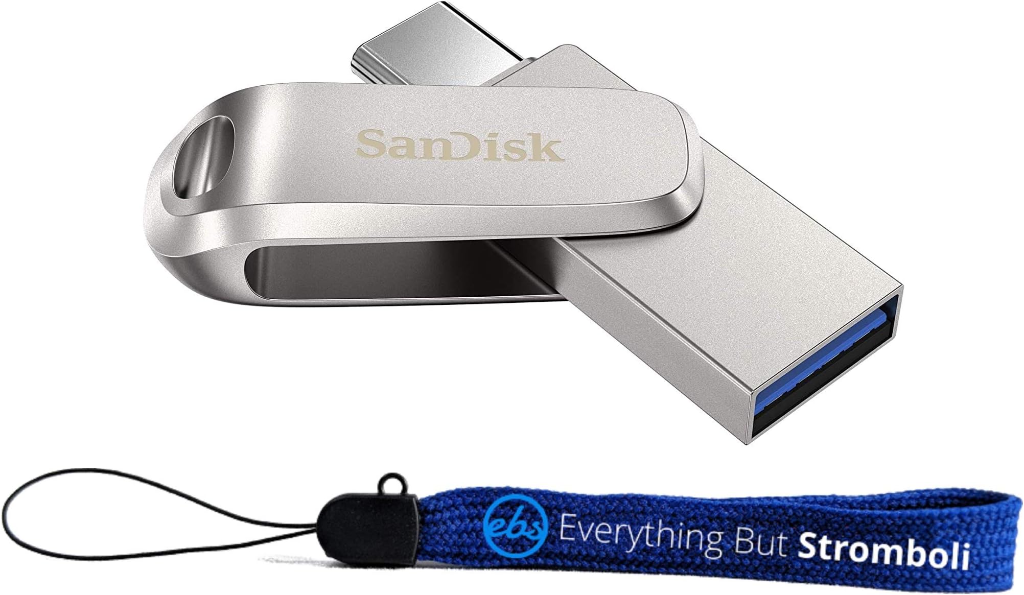 SanDisk Ultra Dual Drive Luxe USB Type-C 32GB Flash Drive for Smartphones, Tablets, and Computers - High Speed USB 3.1 Pen Drive (SDDDC4-032G-G46) Bundle with (1) Everything But Stromboli Lanyard