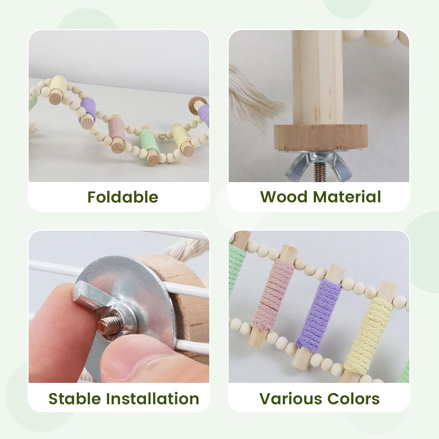 Hanging Bird Ladder Bridge, Wooden Parrot Toys and Versatile Bird Cage Accessories for Small Birds and Hamsters (8)
