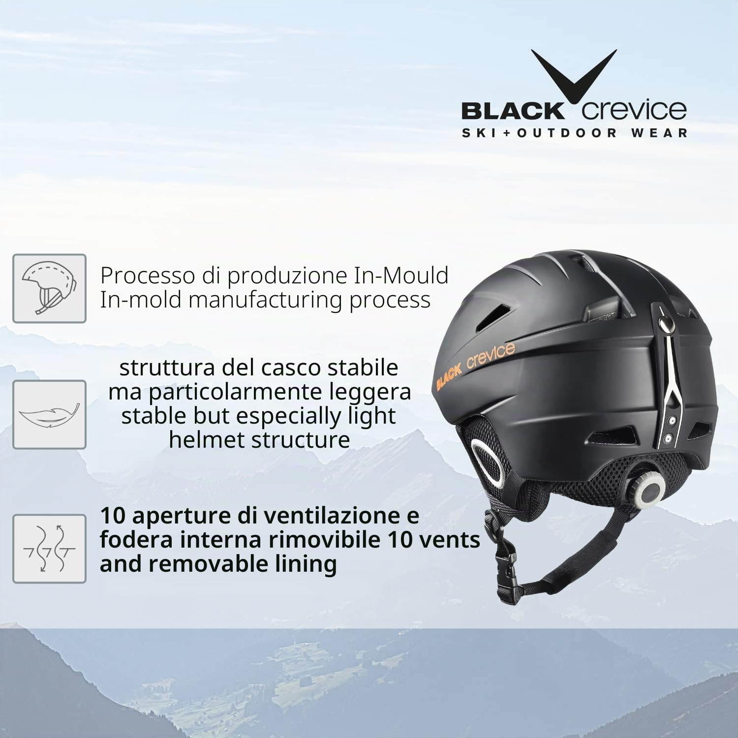 BLACK CREVICE Kitzbühel Casco da sci (Medium, Nero Carbone)