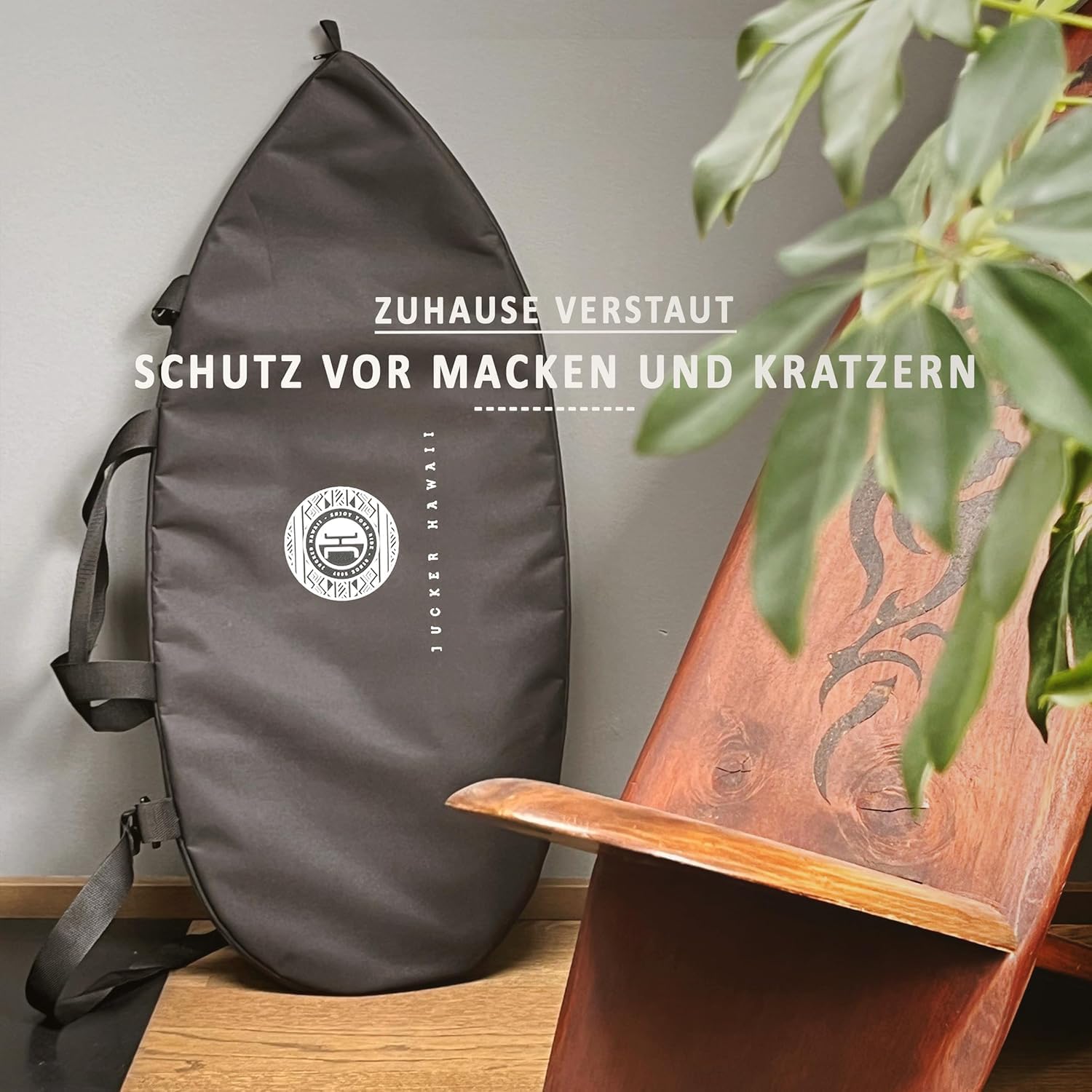 JUCKER HAWAII Skimboard Tasche für Skimboards bis 119 cm x 59 cm mit wasserdichter Innenseite und abnehmbarem Schultergurt, Skimboard & Travelbag mit Tragkraft bis 15 kg