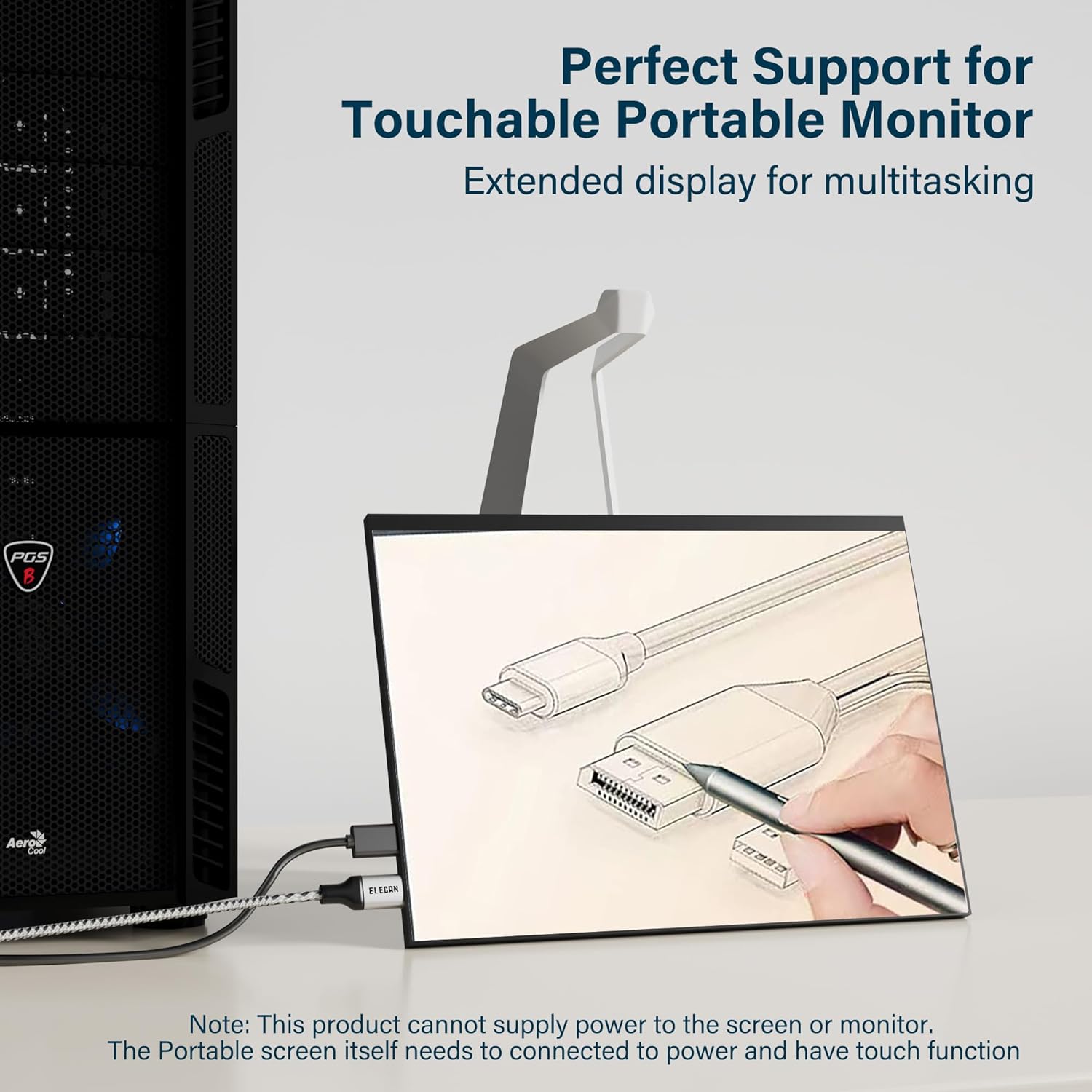 Elecan Uni-Directional HDMI to USB-C Adapter Cable 25 Ft 4K@60Hz 2K 1080P, No USB Power Needed, Braided Converter for Touch,PS5,Xbox,Mac,Portable Monitor,VR/XR/AR+Ties-NOT USB C to HDMI