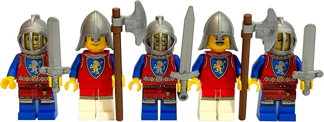 Lego Ritter Minifiguren Löwenritter - Mittelalterliche Sammlerfiguren für Lego Burg und Festung (5 Figuren)